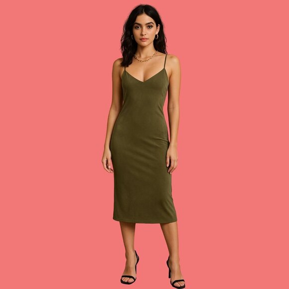 Nordstrom Dresses & Skirts - ✨ Olive Green Bodycon Slip Dress by Gilbert – Size M | Sleek & Sultry